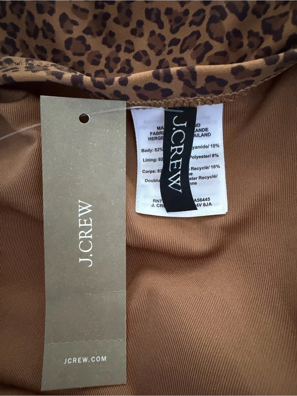 NEW J.Crew Brown Leopard Square Neck One-Piece Swimsuit plus size 24 8641
